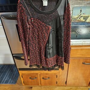 Stylish Red and Black Women's Top